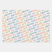 明お洒落カラフルるい雪ストライプ雪 ラッピングペーパーシート (正面2)