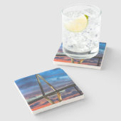 明かりが付いている来間に ストーンコースター (横)