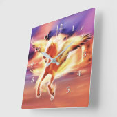 明かりのあるペガサスの鉛 スクエア壁時計 (傾斜)