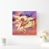 明かりのあるペガサスの鉛 スクエア壁時計 (ホーム)