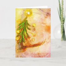 明かりのある幸せな小さなクリスマスツリー