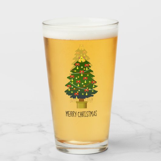 明かりのついた陽気なクリスマスツリー タンブラーグラス (ドリンク正面)