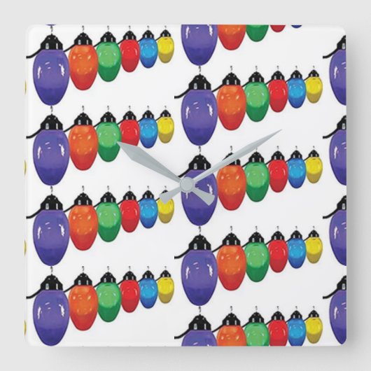 「明かりのひも」クリスマス時計 スクエア壁時計 (正面)