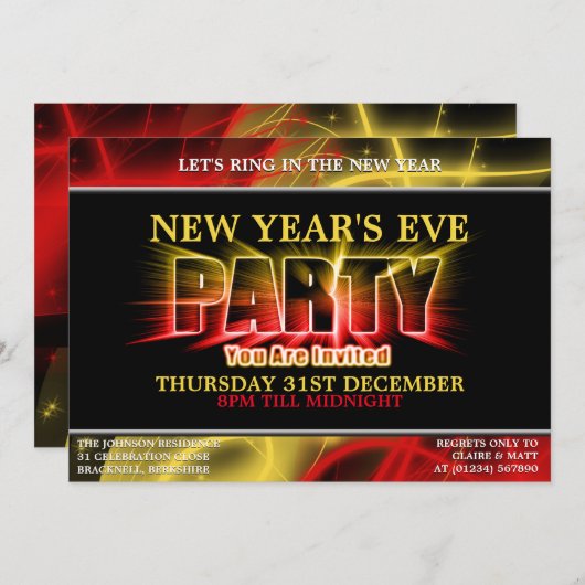 明かりの大みそかパーティの招待状 招待状 (正面/裏面)