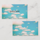 明かわいらしるいターコイズ青空と雲 名刺 (正面/裏面)