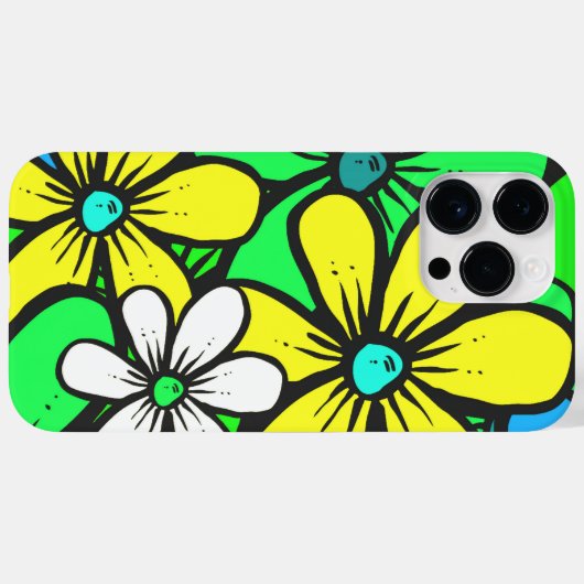 明かわいらしるい夏の花ブルー黄色と緑 Case-Mate iPhoneケース (裏面 (横))