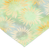 明かわいらしるい緑と黄色のひまわり模様 ショートテーブルランナー (コーナー)