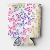 明かわいらしガーリーるい蝶のパターン虹色 缶クーラー (正面)