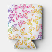 明かわいらしガーリーるい蝶のパターン虹色 缶クーラー (裏面)