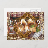 明けましておめでとうのエレガントなファンタジーの贅沢 シーズンポストカード (正面/裏面)