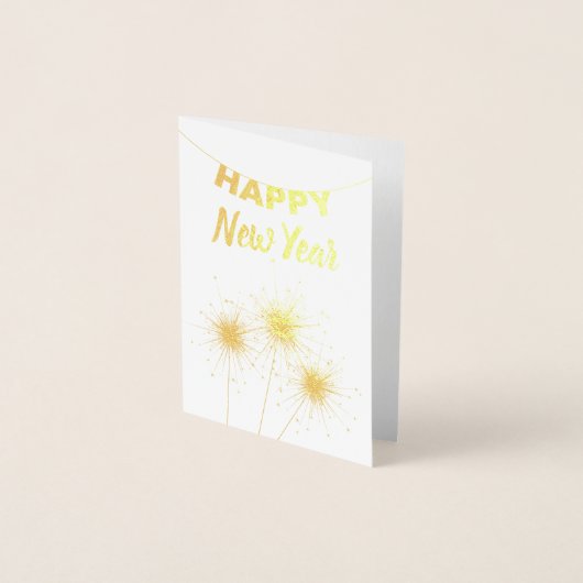 明けましておめでとうのキラキラ輝く物の企業のな金ゴールド 箔カード (正面)