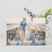 明けましておめでとうのシンプルでモダンでカスタムな家族写真 シーズンカード (スタンド正面)