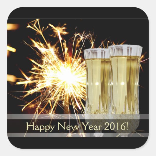 明けましておめでとうのステッカー スクエアシール (正面)