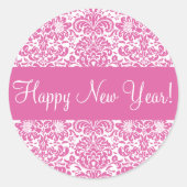 明けましておめでとうのダマスク織の封筒のステッカーのシール ラウンドシール (正面)