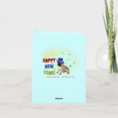 明けましておめでとうのパグの挨拶状 シーズンカード (裏面)