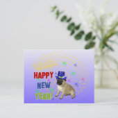 明けましておめでとうのパグの郵便はがき シーズンポストカード (スタンド正面)