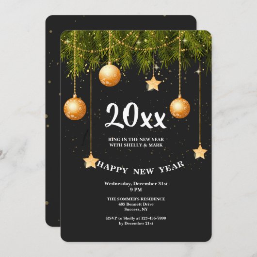 明けましておめでとうのパーティの招待状 招待状 (正面/裏面)