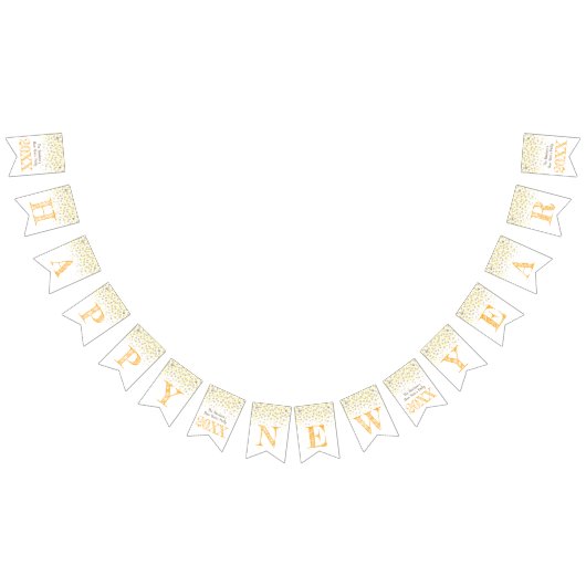 明けましておめでとうのパーティーのシャンペンの金黄色 バンティングフラッグ (全)