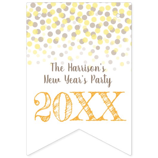 明けましておめでとうのパーティーのシャンペンの金黄色 バンティングフラッグ (第1の旗)