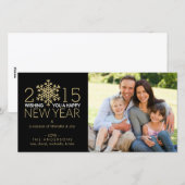 明けましておめでとうの休日の雪片の家族写真 シーズンカード (正面/裏面)