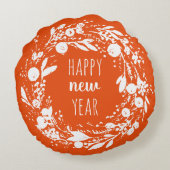 明けましておめでとうの冬のリースの円形の装飾用クッション ラウンドクッション (裏面)