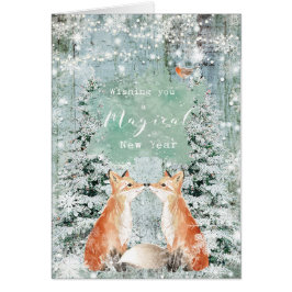 明けましておめでとうの冬の雪はカードを孤色に変色させます