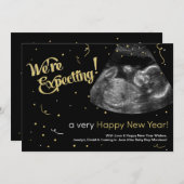 明けましておめでとうの妊娠の発表カード シーズンカード (正面/裏面)