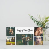 明けましておめでとうの手書きの5つの写真の休日 シーズンカード (スタンド正面)