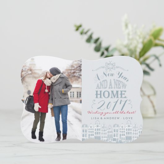 明けましておめでとうの新しい家|の休日の写真カード シーズンカード (スタンド正面)