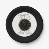 明けましておめでとうの時計の休日の紙皿 ペーパープレート (正面)