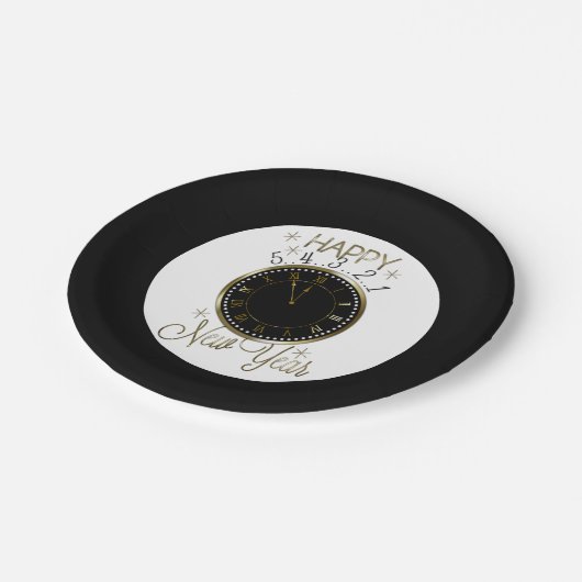 明けましておめでとうの時計の休日の紙皿 ペーパープレート (アングル)