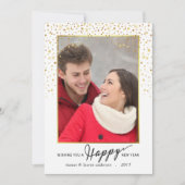 明けましておめでとうの金ゴールドのグリッターの紙吹雪の休日の写真 シーズンカード (正面)