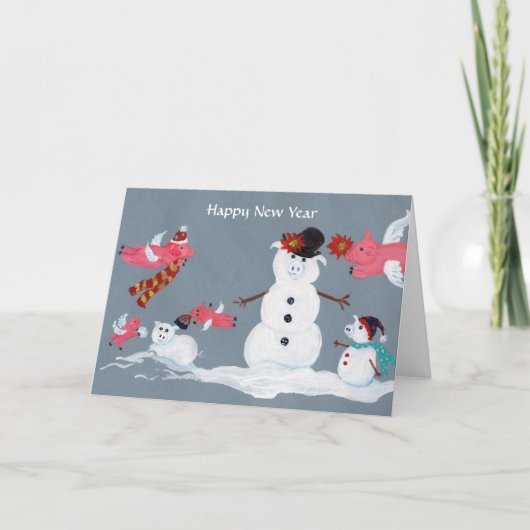 明けましておめでとうの飛んでいるなブタ シーズンカード (正面)