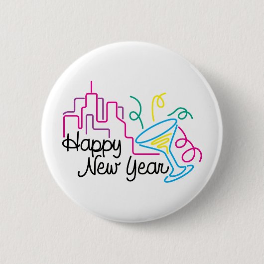 明けましておめでとうのTシャツの新年 缶バッジ (正面)