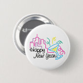 明けましておめでとうのTシャツの新年 缶バッジ (正面&裏面)