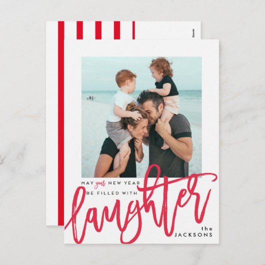 明けましておめでとうは笑い声で満ちています シーズンポストカード (正面/裏面)