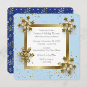 明けましておめでとう及びクリスマスの金ゴールドの雪片 招待状 (正面/裏面)