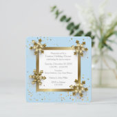 明けましておめでとう及びクリスマスの金ゴールドの雪片 招待状 (スタンド正面)