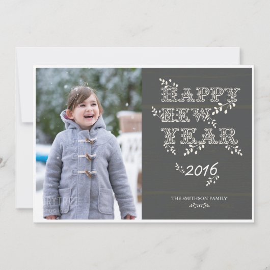 明けましておめでとう及び葉の年賀状 シーズンカード (正面)