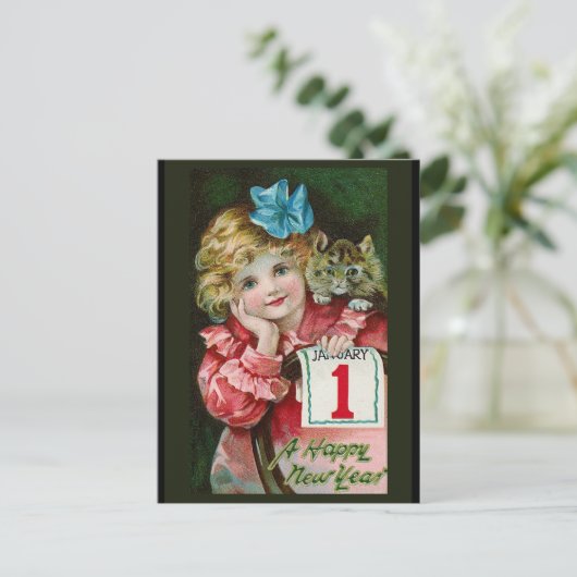 "明けましておめでとう女の子"の郵便はがき シーズンポストカード (スタンド正面)