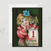 "明けましておめでとう女の子"の郵便はがき シーズンポストカード (正面/裏面)