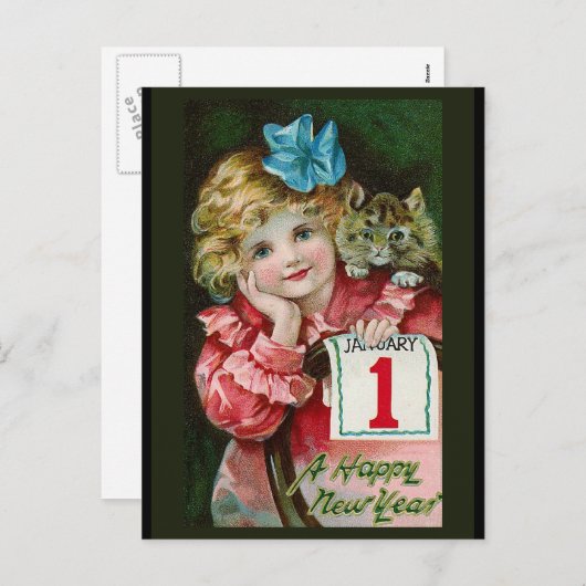 "明けましておめでとう女の子"の郵便はがき シーズンポストカード (正面/裏面)