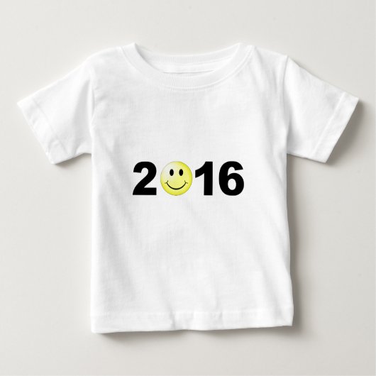 明けましておめでとう2016年のおもしろいで甘い数 ベビーTシャツ (正面)