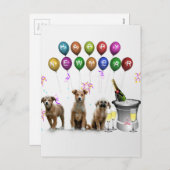 明けましておめでとう2016年を望んでいるかわいい3匹の犬 シーズンポストカード (正面/裏面)