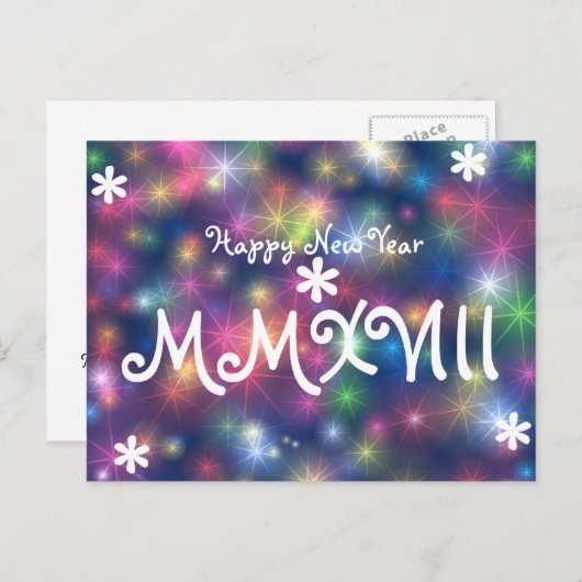 明けましておめでとう2018の星はローマ数字をつけます シーズンポストカード (正面/裏面)