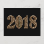 明けましておめでとう2018年のエレガントな金ゴールドのグリッター数 シーズンポストカード (正面)