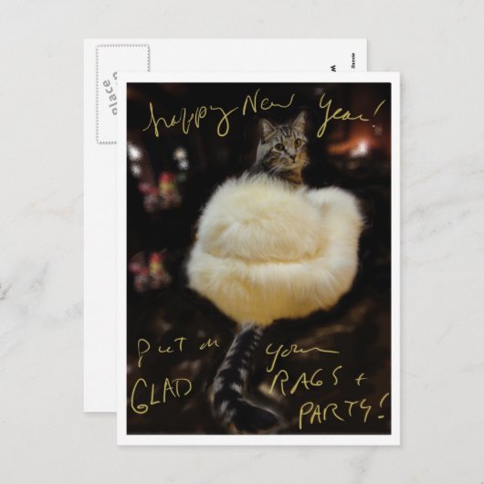 明けましておめでとう! あなたの嬉しいぼろきれおよびパーティーを置いて下さい! シーズンポストカード (正面/裏面)