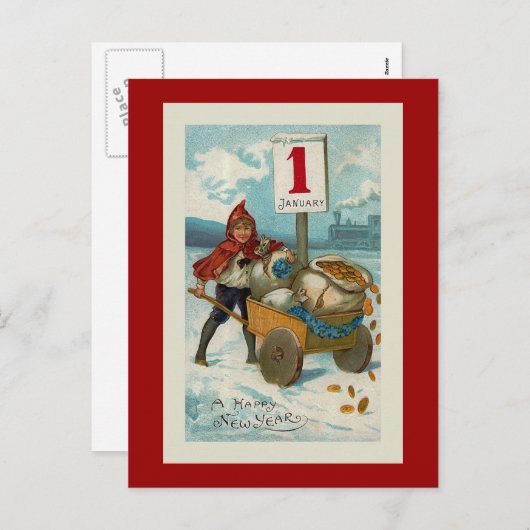 "明けましておめでとう"の挨拶状 シーズンポストカード (正面/裏面)