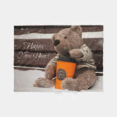 明けましておめでとう。 テディー・ベア フリースブランケット (正面(横))