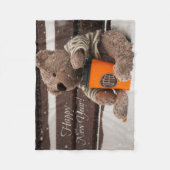 明けましておめでとう。 テディー・ベア フリースブランケット (正面)